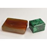 A 19th century agate rounded rectangular desk weight, 9cm wide, c.