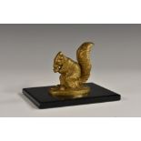 Pierre Jules Mene (1810 - 1879), after, a gilt animalier cabinet bronze, of a squirrel,