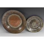 A 19th century Middle Eastern tinned copper circular dish,