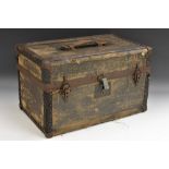A 19th century American munitions box, by the Cincinnati Regalia Co, hinged cover,