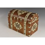 A 19th century Indian sandalwood and Vizagapatam domed rectangular stationery box,