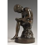 Italian Grand Tour School (19th century), a brown patinated bronze, Spinario, after the Antique,