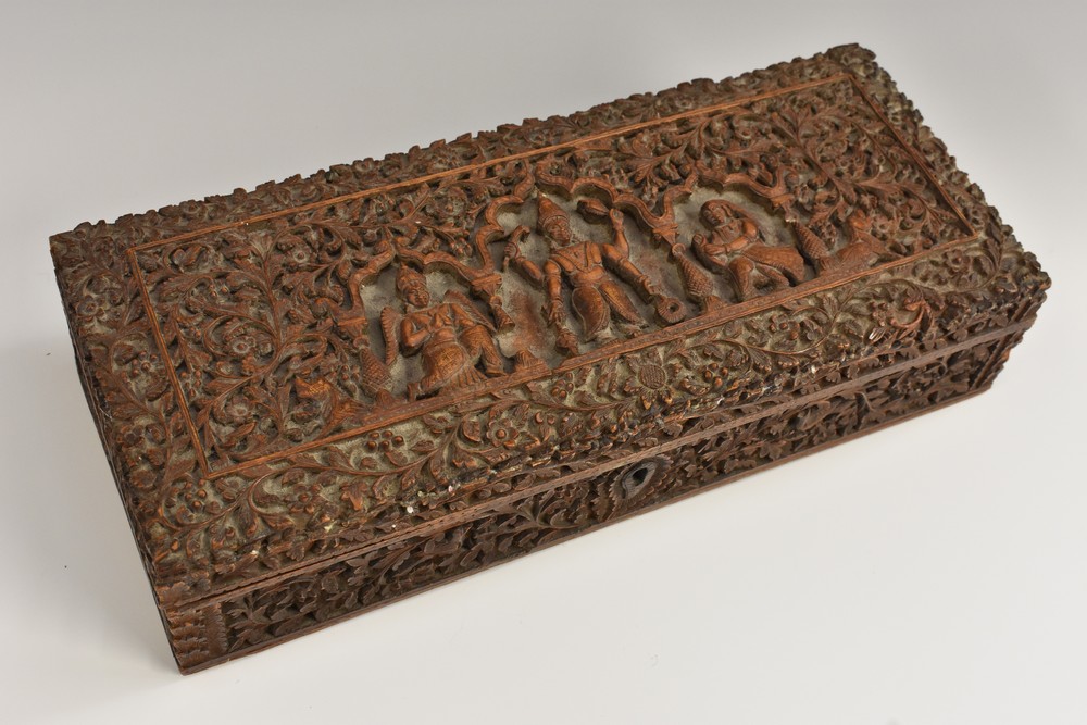 A 19th century Indian sandalwood rectangular box,