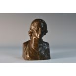 French School (19th century), a brown patinated bronze library bust,