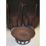 Tribal Art - a South East Asian rattan pasiking pack-basket, hooped shoulder straps, 67cm high,