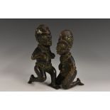 Tribal Art - a Benin bronze bronze figure, female, kneeling in veneration, 20.