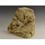 A Medieval masonry limestone architectural corbel, naturalistically carved as a leaf, 26cm high,