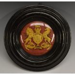 A Victorian gilt metal pouch badge or helmet plate, possibly Royal Artillery,