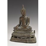 Burmese School (19th century), a bronze Buddha, seated in meditation, 24.