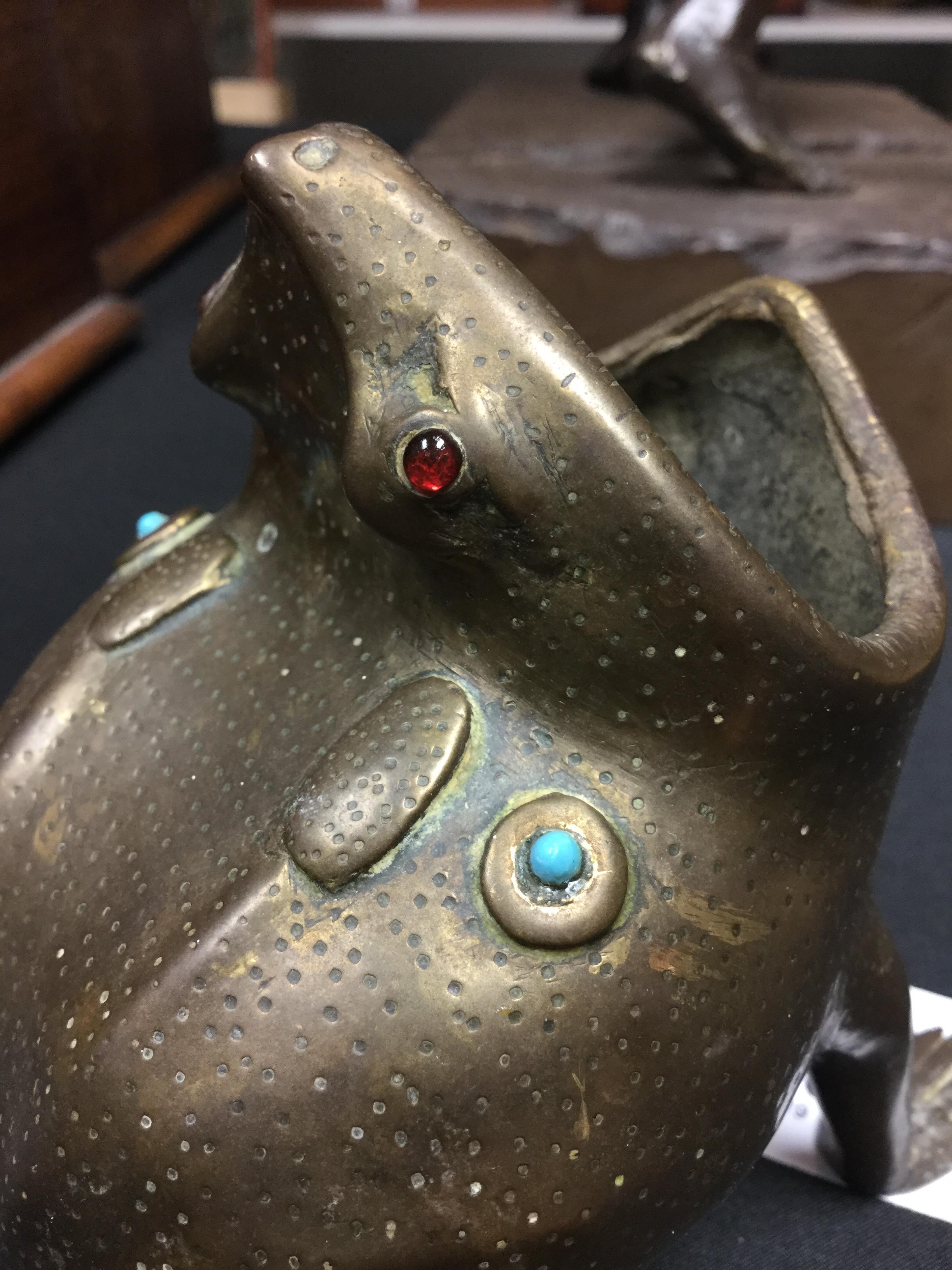 A 19th century bronze censer, as a toad, set with cabochons, - Image 7 of 10