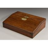 A Victorian rosewood sloped rectangular writing box,