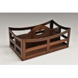 A George IV rosewood rectangular birdcage letter trug, pierced carrying handle, bowed gallery,