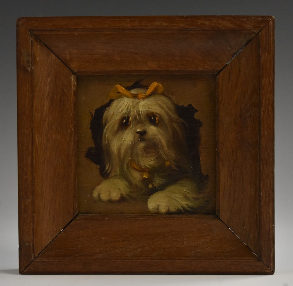 Continental School (early 20th century), a canine portrait miniature, of a terrier,