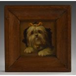 Continental School (early 20th century), a canine portrait miniature, of a terrier,