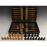 An early 20th century boxwood and ebony Staunton pattern part chess set, by Jaques, London,