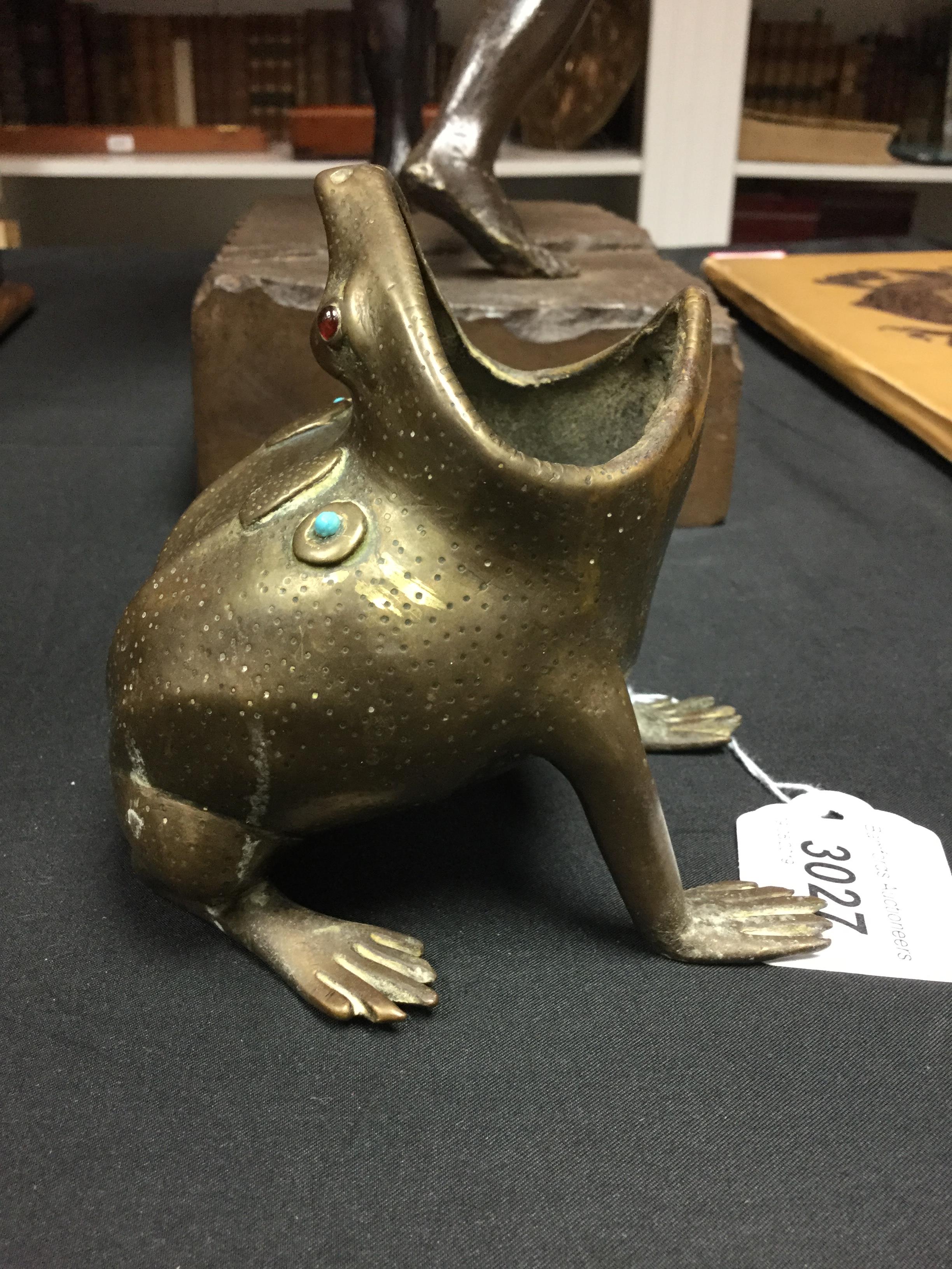 A 19th century bronze censer, as a toad, set with cabochons, - Image 3 of 10