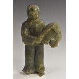 A Chinese Republican soapstone figural carving, as a female peasant,