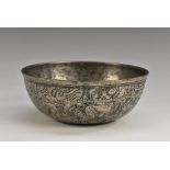 A Middle Eastern tinned copper bowl,