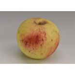 A 19th century alabaster novelty, carved and painted as an apple,