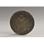 Coin, Russian Empire, silver Albertus Rouble dated 1796 mintmark BM, diagonally grained edge,