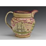 A large 19th century Dixon, Austin & Co Sunderland Pottery lustre ovoid jug,