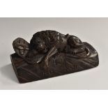 An early 20th century softwood carving, of the Lion of Lucerne, after Bertel Thorvaldsen,