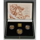 UK gold proof set last sovereigns of the twentieth century: three coins, 1999,