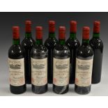 Eight bottles of Château Grand-Puy-Lacoste Saint Guirons 1975 Pauillac, 73cl,