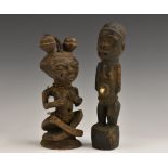 Tribal Art - an African figure, probably Baule, Congo, 23cm high; another,