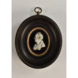 A 19th century oval cameo portrait plaque, 5cm x 4cm, inscribed to verso Richard Fallier,