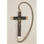 A French silver corpus Christi, coromandel cross, 15cm over loop,