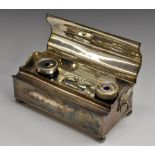 A George III design silver plate on copper treasury inkstand,
