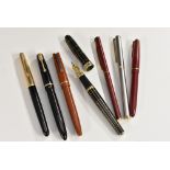 Pens - a Parker fountain pen, 14ct gold nib; another,