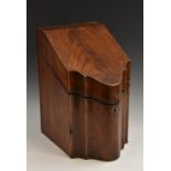A George III mahogany commode fronted knife box,