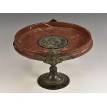 A 19th century Grecian Revival rouge marble and dark patinated bronze tazza,