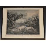 An early 19th century etching by Charles Towne (1763 - 1840), hand-embellished in the 21st century,