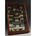 A Chinese hardwood wall hanging bibelot display cabinet,