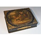 A Victorian papier mache rectangular writing box,