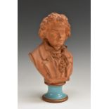 A Continental terracotta portrait bust, of Ludwig van Beethoven (1770 - 1827),