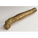 An unusual 19th century Gothic Revival patinated bronze spout, cast as a grotesque beast, 29cm long,