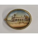 Indian School (19th century), a miniature, of a palace or temple, oval, gouache on ivory, 2.