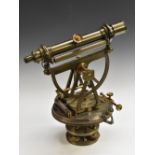 An early 20th century oxidised brass theodolite, by Troughton & Simms, London, 10" main tube,