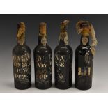 Four bottles of Dalva Vintage 1970 Port, [75cl], perished labels and paper covers,