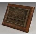 A Continental silver coloured metal rectangular plaque,