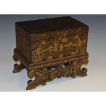 A Regency japanned box on stand,