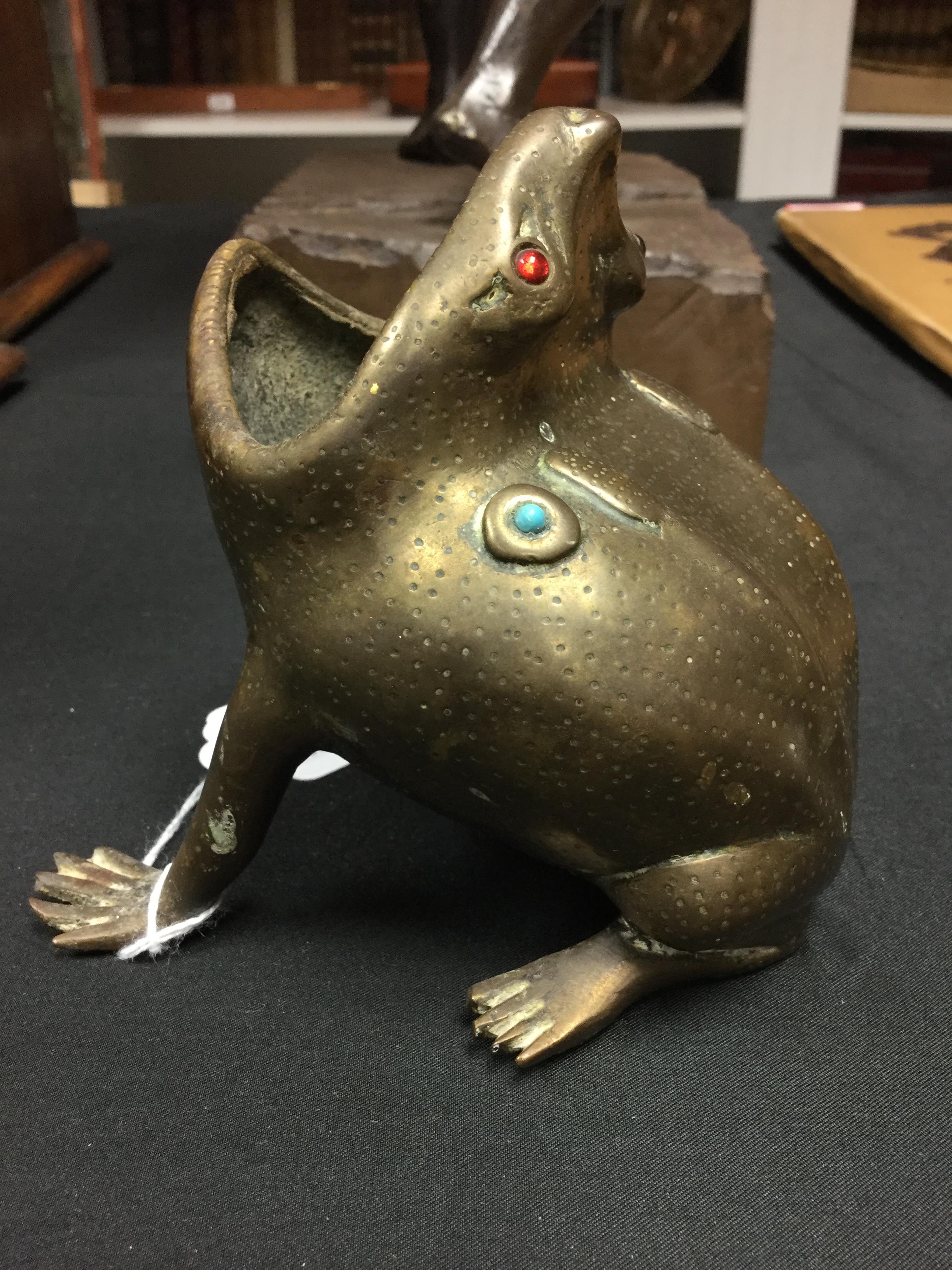 A 19th century bronze censer, as a toad, set with cabochons, - Image 5 of 10