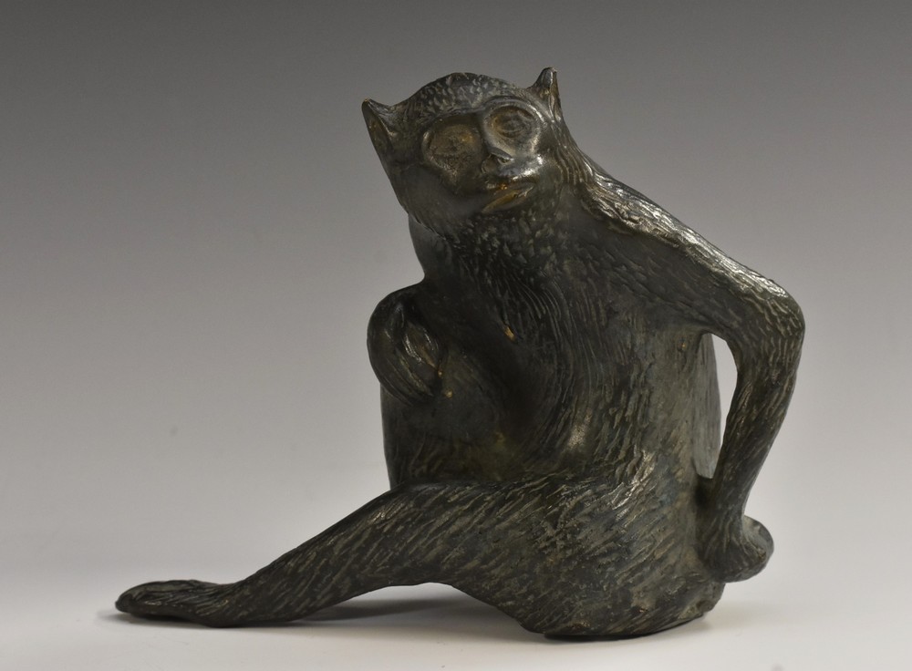 Asian School, a verdigris patinated bronze, of a monkey,