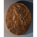 A large 19th century French wax seal, in relief with portrait profile bust of Marianne,