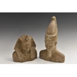 A pair of Egyptian Aswan granite library busts, of ancient pharaohs,