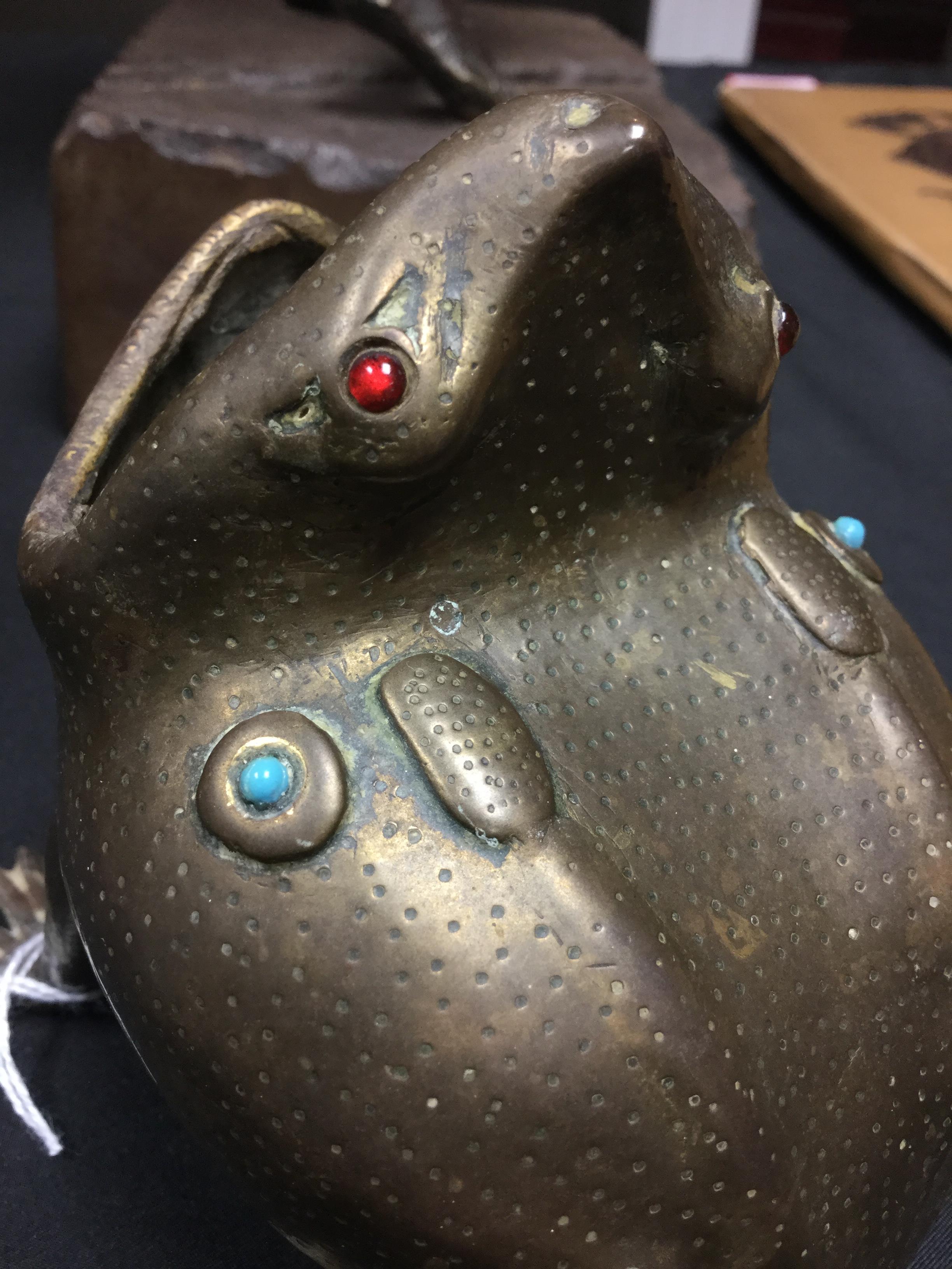 A 19th century bronze censer, as a toad, set with cabochons, - Image 6 of 10